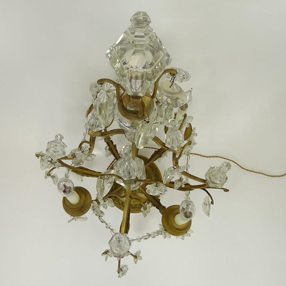 Impressive 19th Century Baccarat Crystal and Bronze Girondal. Five lights.