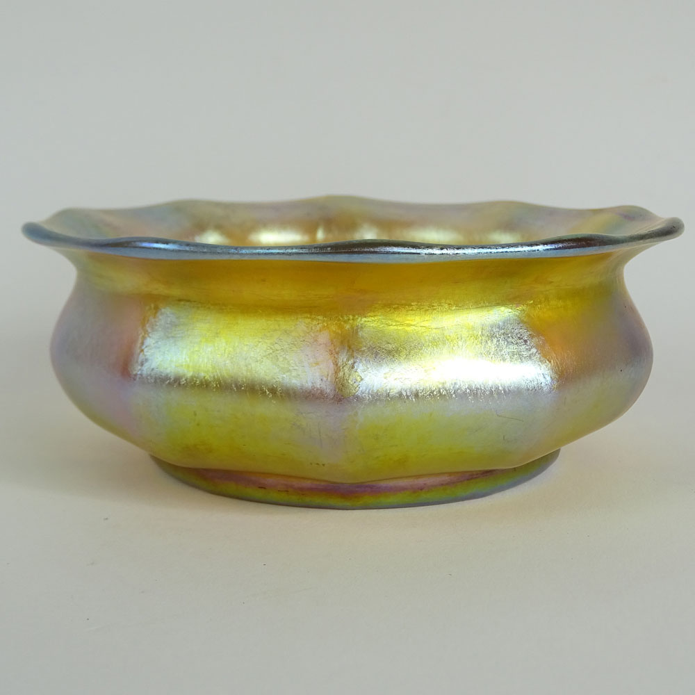 Tiffany Gold Favrile Iridescent Glass Bowl.