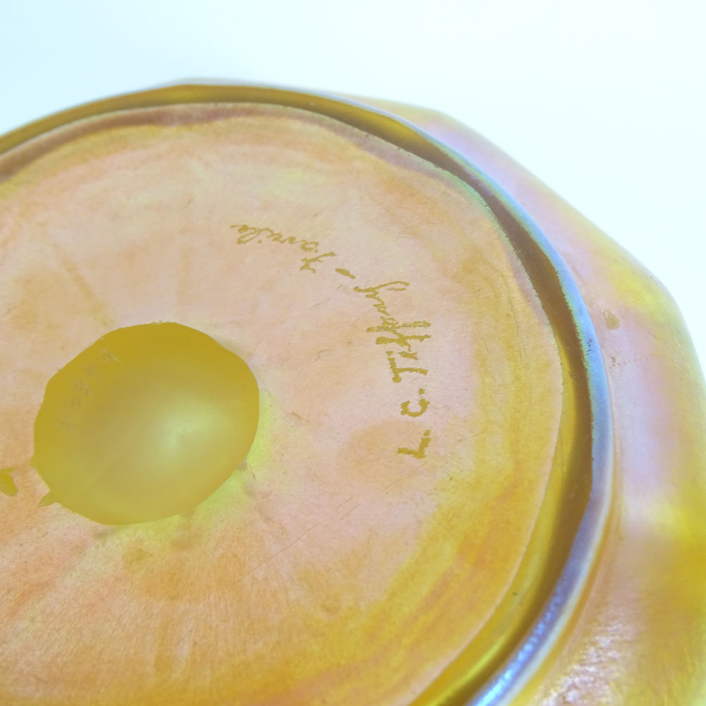 Tiffany Gold Favrile Iridescent Glass Bowl.