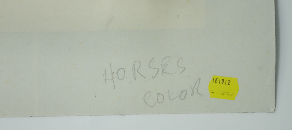 20th Century Chinese Watercolor on Paper. "Horses" 