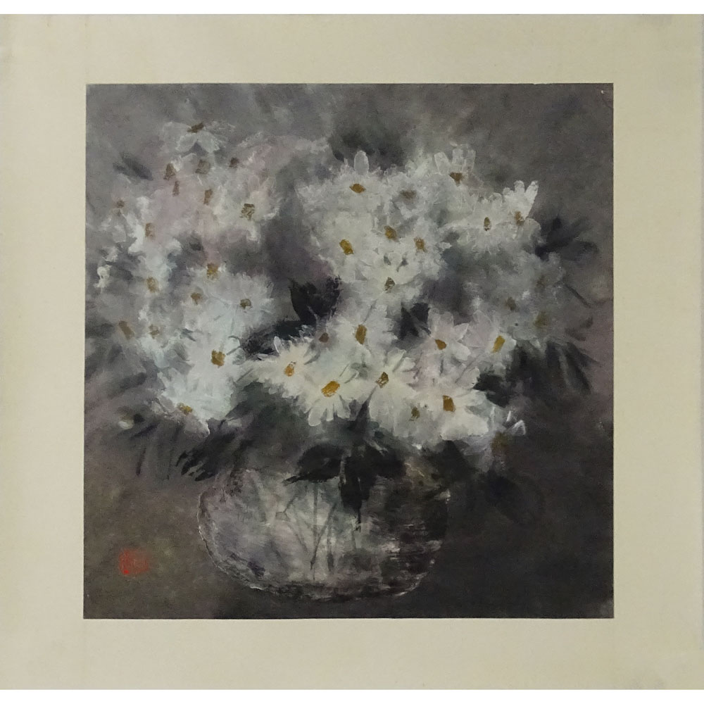 20th Century Chinese Watercolor on Paper. "Still Life of Flowers"  