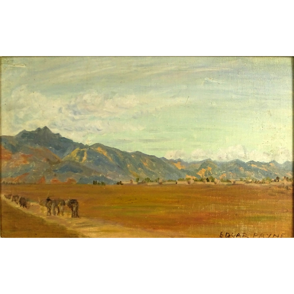 Attributed to: Edgar Alwin Payne, American (1883 - 1947) Oil on canvas board "Western Landscape" 