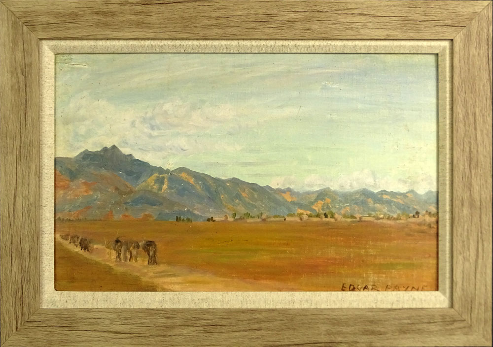 Attributed to: Edgar Alwin Payne, American (1883 - 1947) Oil on canvas board "Western Landscape" 