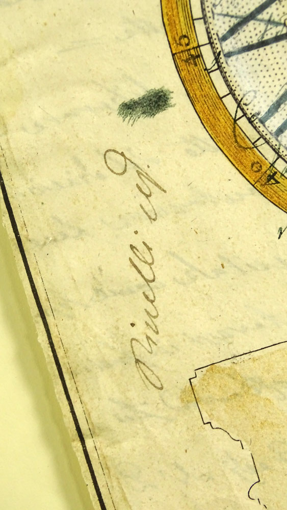 Two (2) 19th Century Manuscripts Hand Decorated with Later Watercolor "Clock Works". 