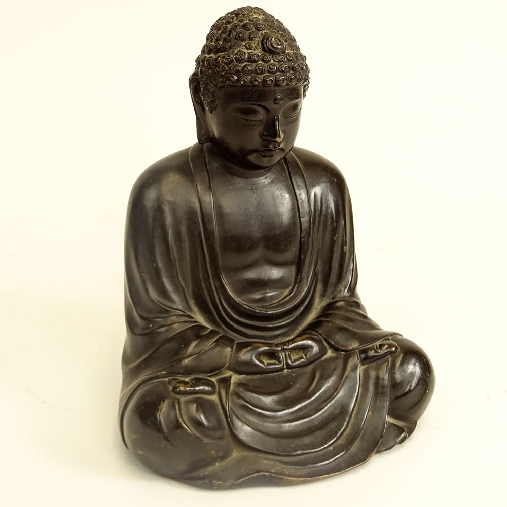 Antique Chinese Bronze Buddha Figure. Dark brown patina.