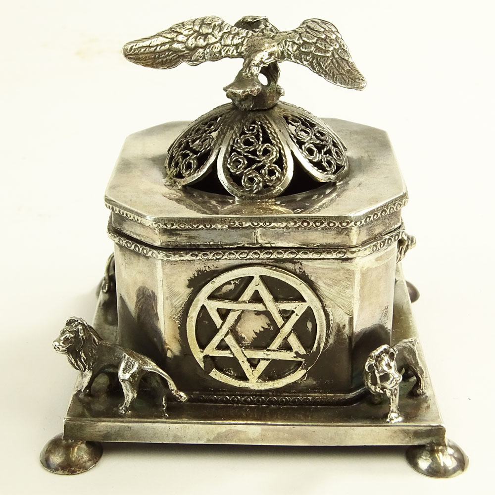 Antique Russian Judaica Silver Box/Jewish Balsamide.