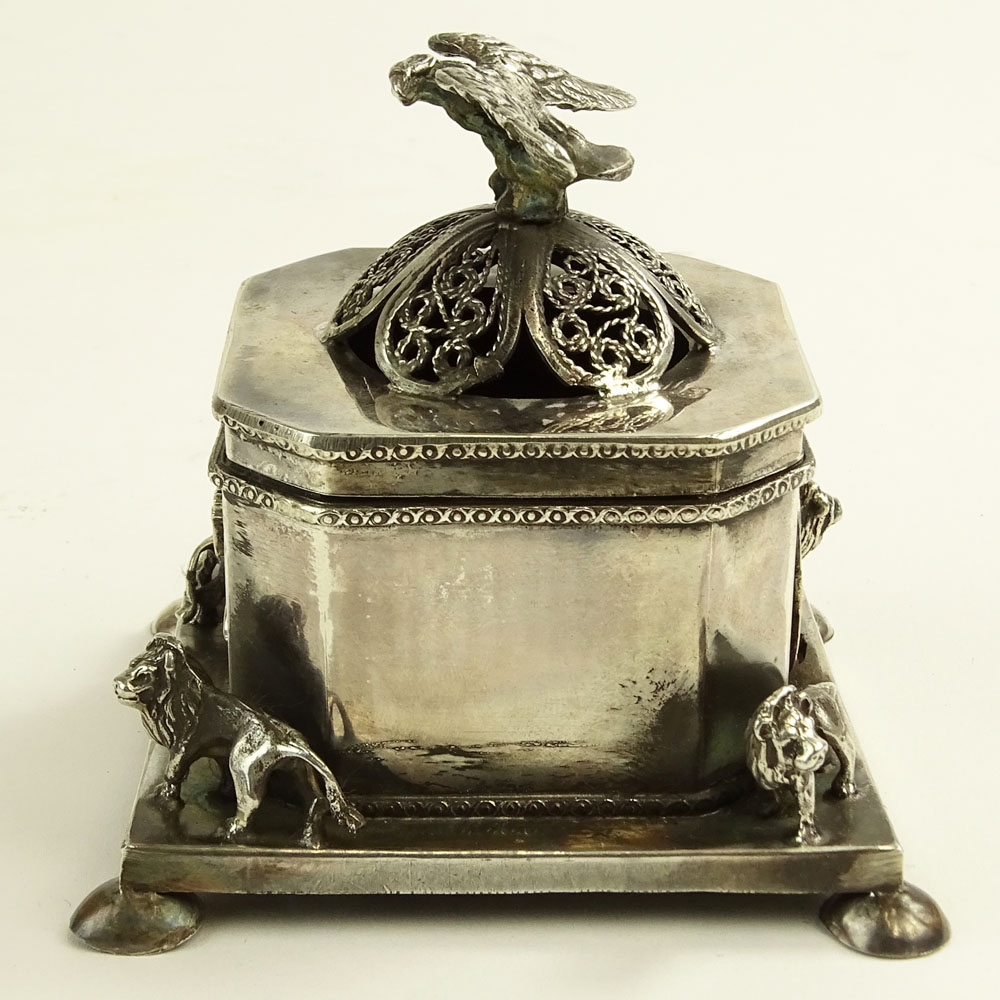 Antique Russian Judaica Silver Box/Jewish Balsamide.