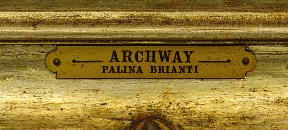 19th Century Italian School Oil on panel "Archway 1891" 