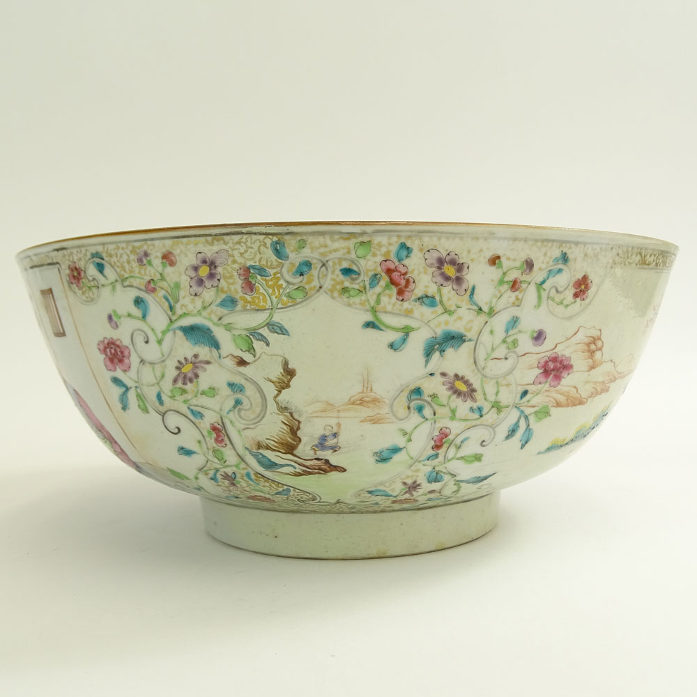 17/18th Century Chinese Export Qianlong Period Hand Painted Porcelain Famille Rose Bowl.