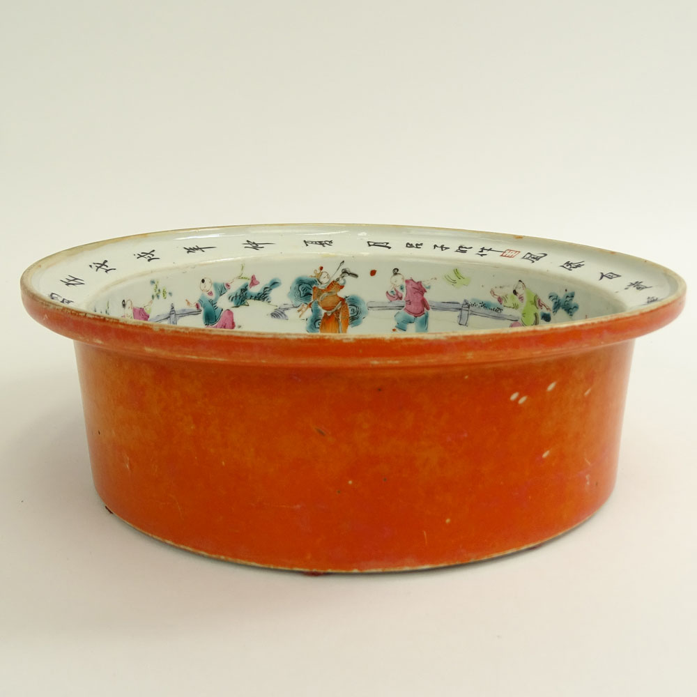 Early 20th Century Chinese Hand Painted Porcelain Bowl decorated with multiple figures and character marks.