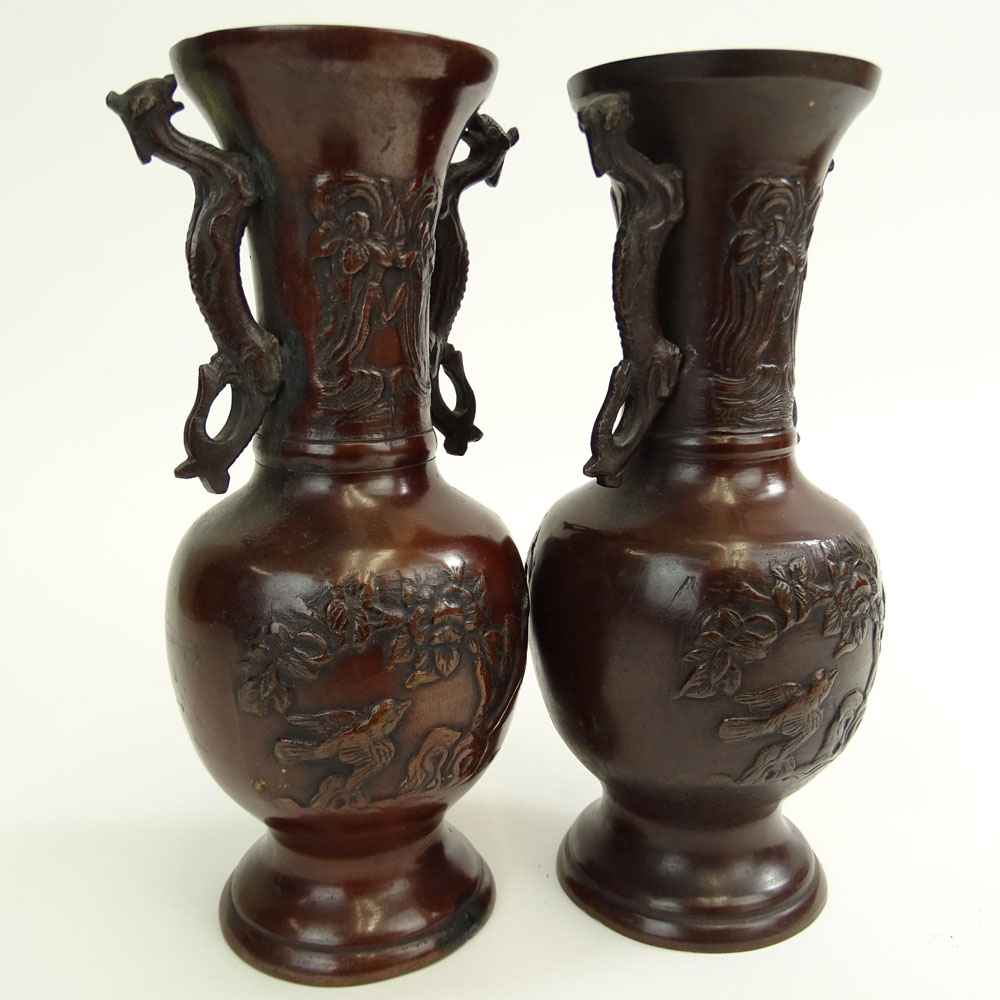 Two Pair Japanese Bronze Vases.