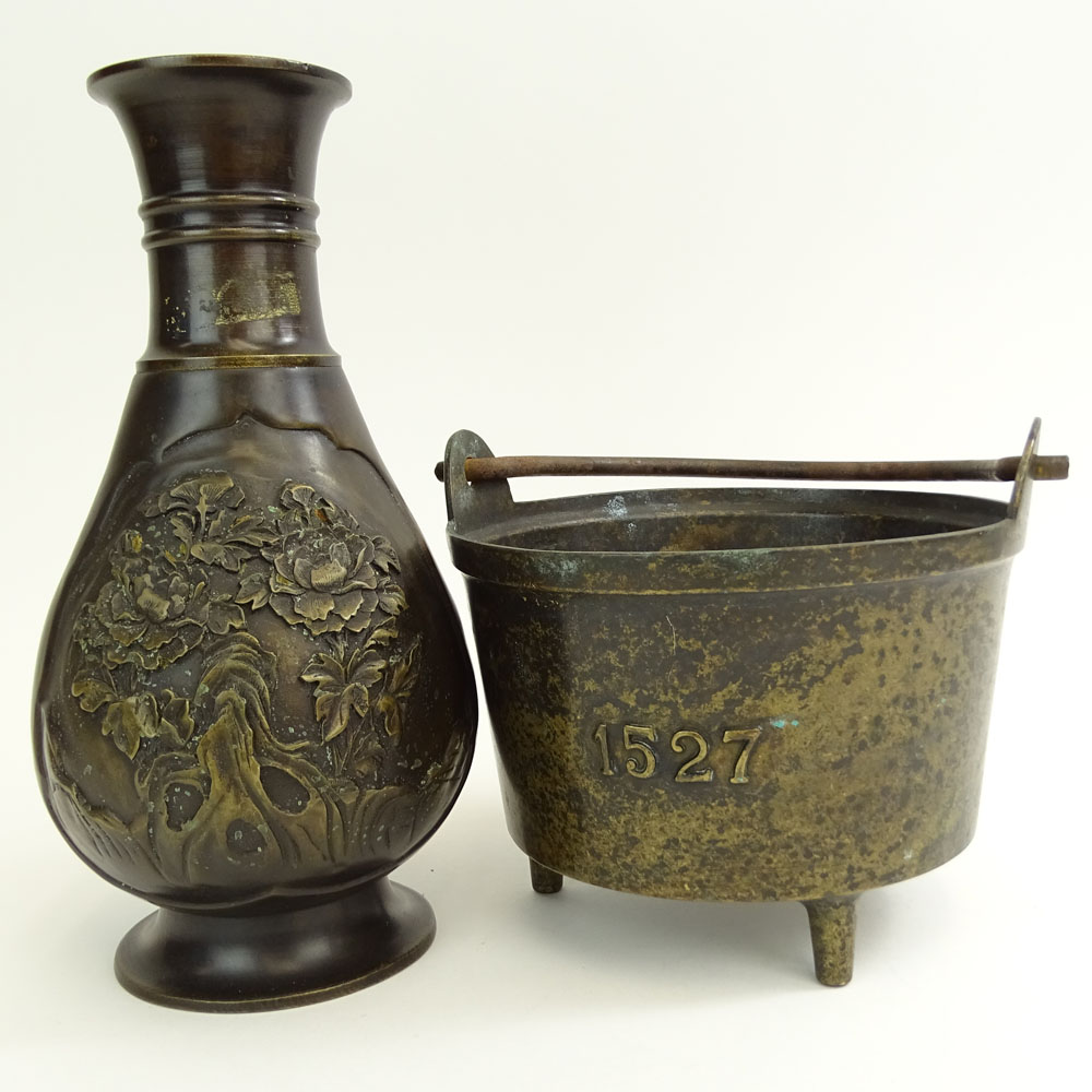 Two (2) Japanese Bronze Vessels.