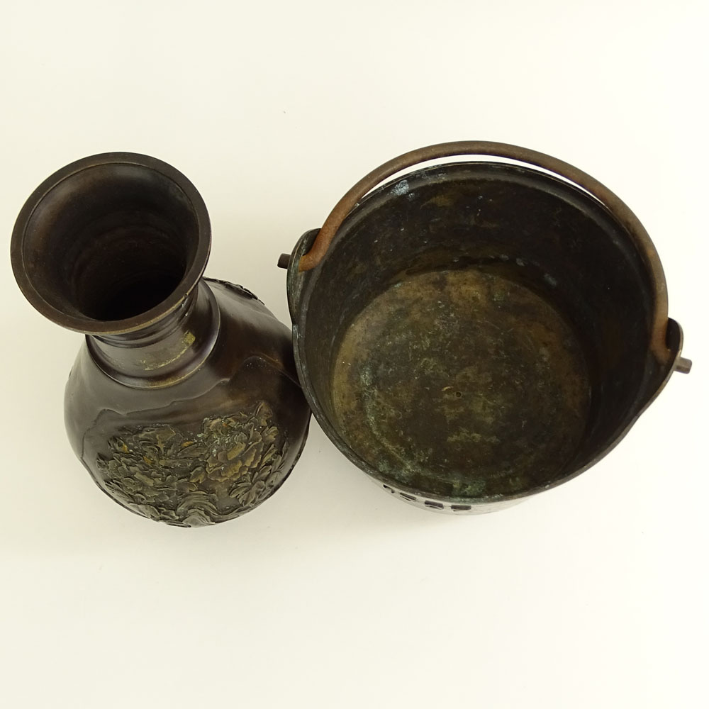 Two (2) Japanese Bronze Vessels.