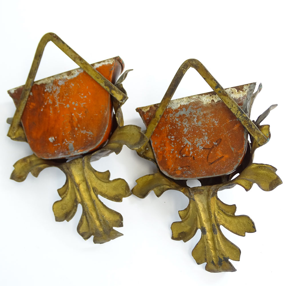 Pair Mid Century Painted Metal Wall Pockets.