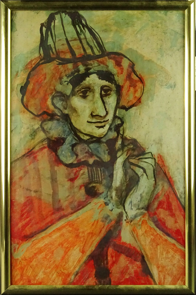 Mid-Century Oil on Cardboard "Man With Hat" 
