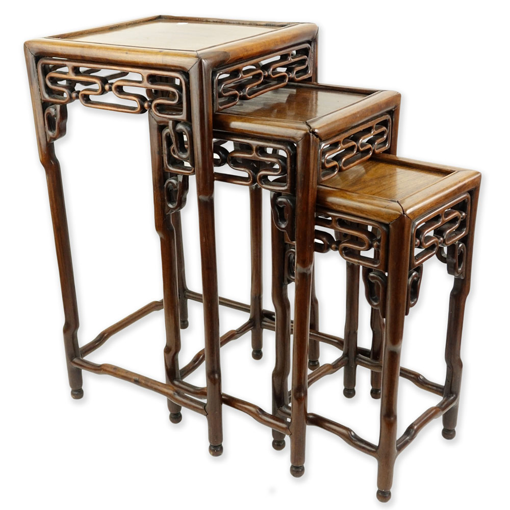 Set of Three (3) Chinese Hardwood Nesting Tables.