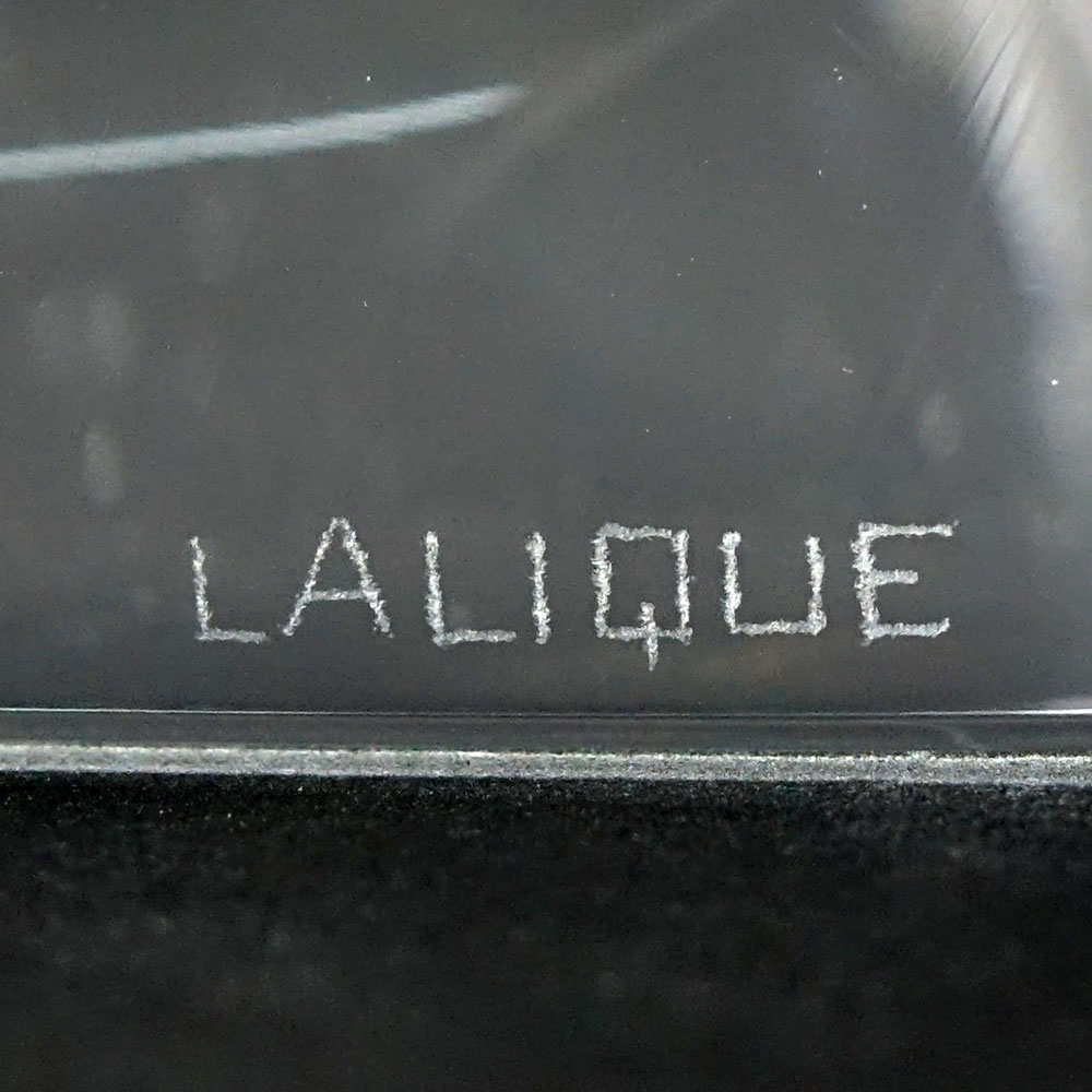 Lalique Crystal Horse Head Sculpture on Black Crystal Base.
