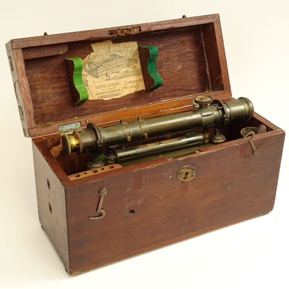 Early 20th Century Keuffel & Esser, New York Surveyor's Transit Level in Fitted Wood Box.