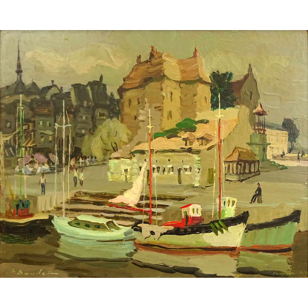 Pierre Boudet, French (1915/25-2010) Oil on Panel, "Honfleur". 