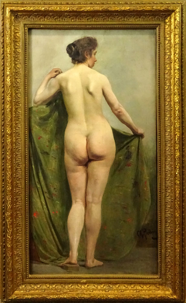 Attributed to: Ilya Yefimovich Repin, Russian (1844-1930) Oil on Canvas, Nude.