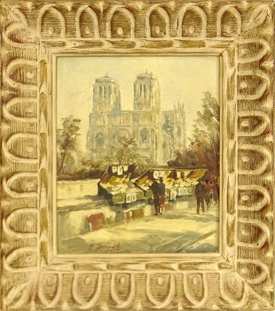 Mid Century Paris School Oil on Canvas "Notre Dame" 