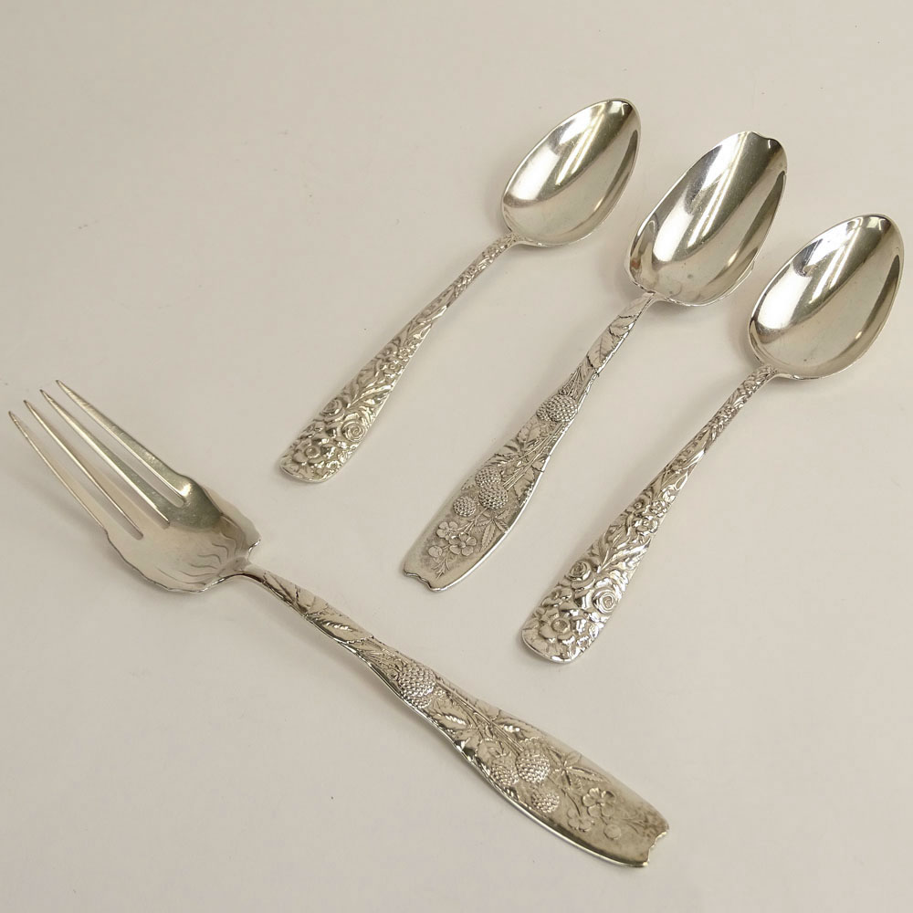 T & E Dickinson, American Sterling Silver Serving Fork and Spoon Set 