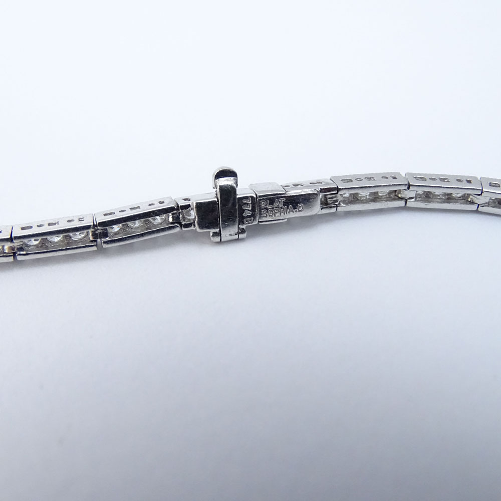 Art Deco Design Approx. 11.10 Carat Diamond, Sapphire and Platinum Pendant Necklace