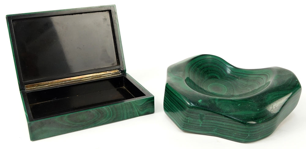Two (2) Malachite Table Top Items