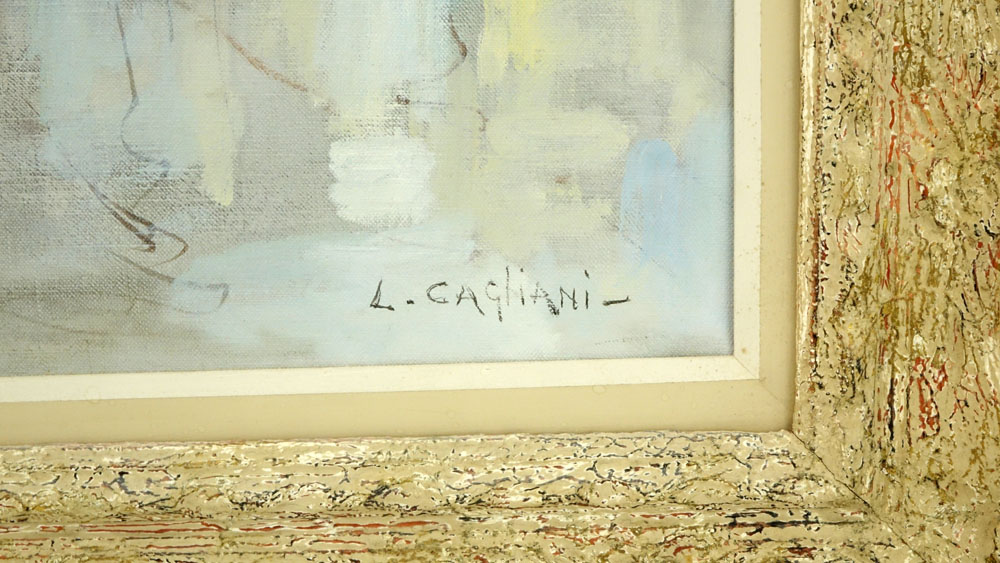 Luigi Cagliani, Italian (20th C) Oil on canvas "Paris Street Scene" 