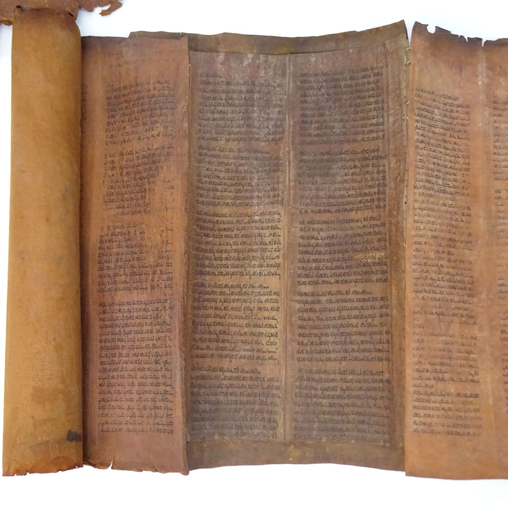 Collection of Seven (7) Antique Possibly 18th Century or earlier Torah Scrolls on Vellum.