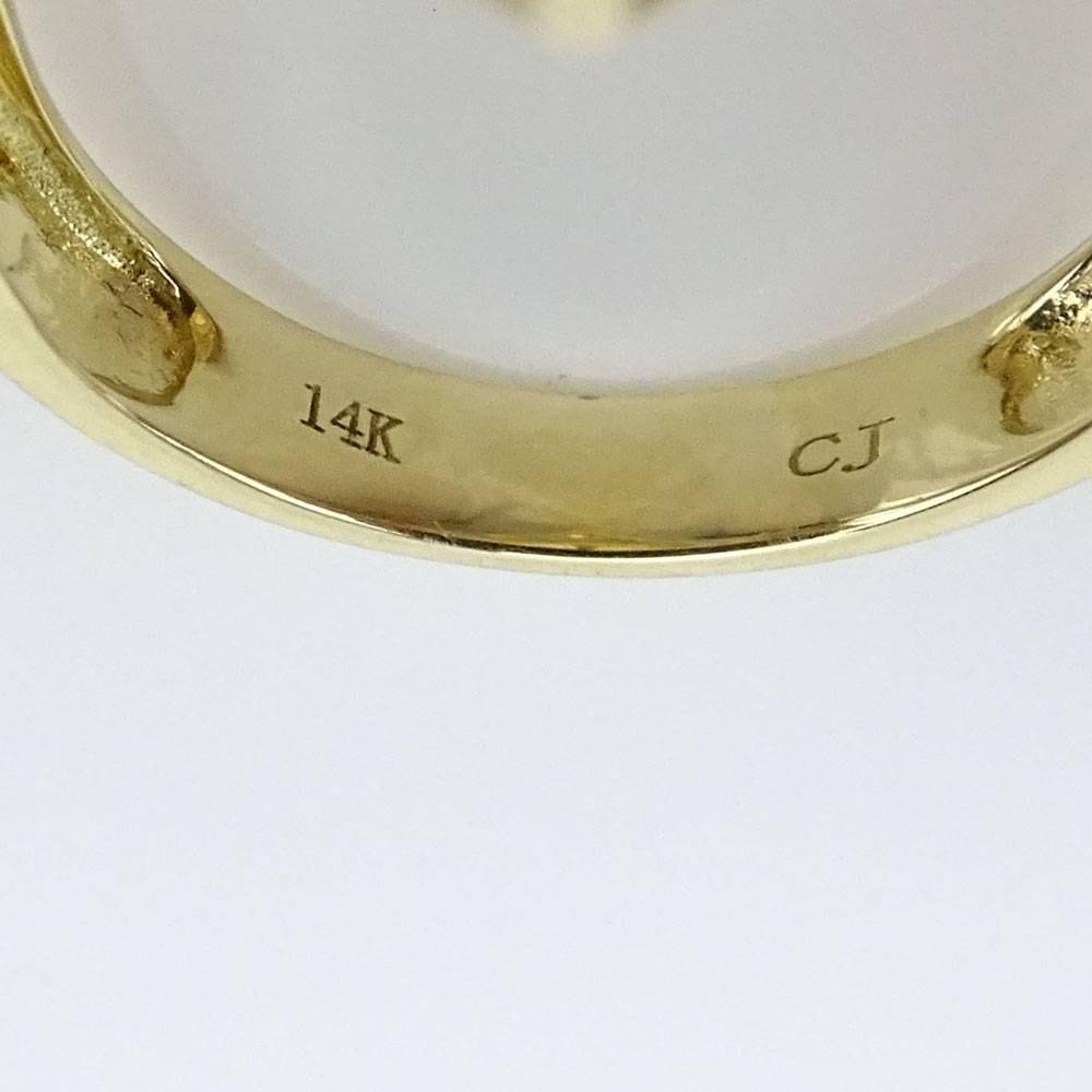 Approx. 4.03 Carat White Opal, Diamond and 14 Karat Yellow Gold Ring