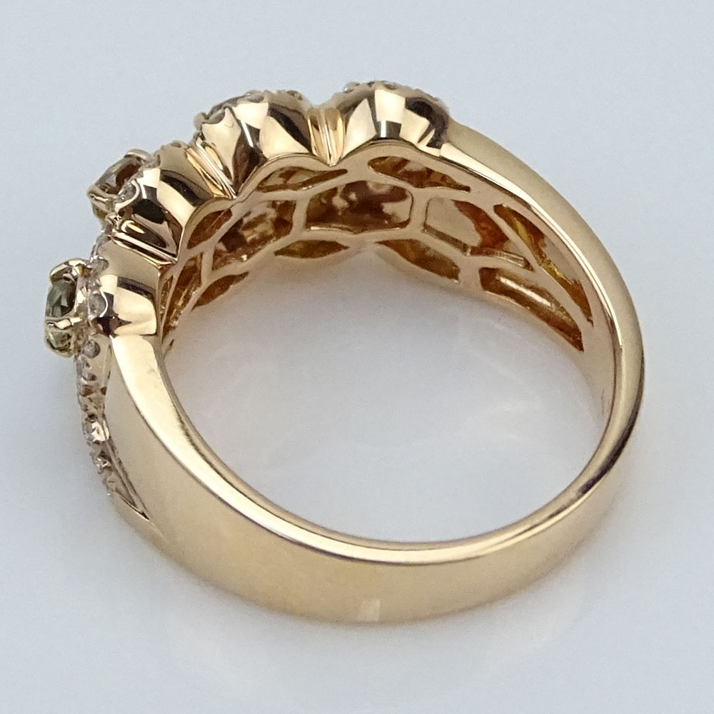 Approx. 1.36 Carat Multi Color Diamond and 18 Karat Rose Gold Ring
