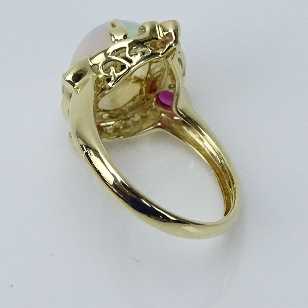 Approx. 3.05 Carat White Opal and 14 Karat Yellow Gold Ring