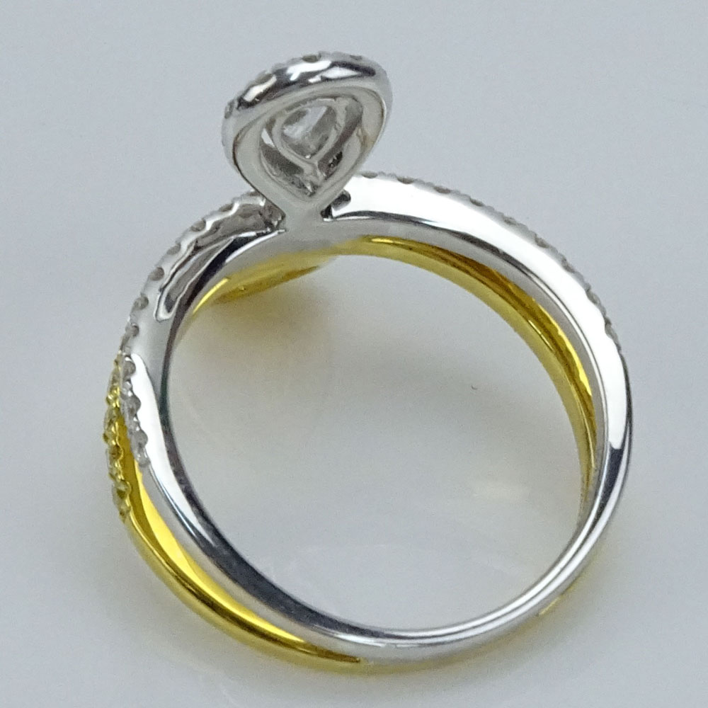Approx. 1.46 Carat Fancy Yellow Diamond, White Diamond and 18 Karat Yellow and White Gold Ring
