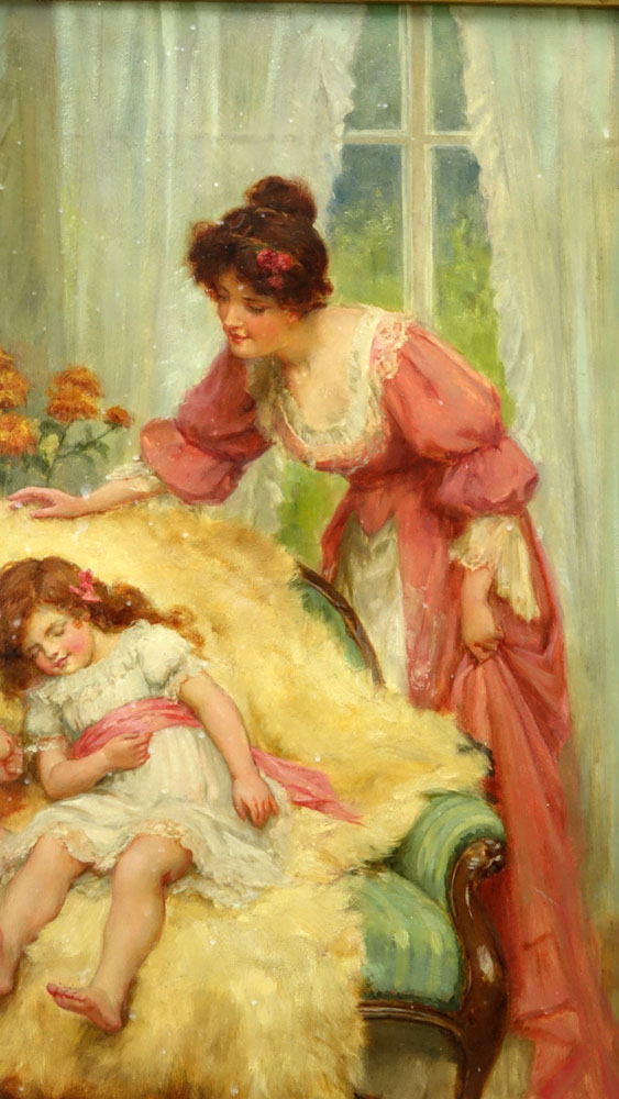 J. Bouchier, (19/20th C) Oil on panel "Nap Time"
