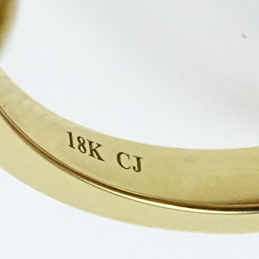 1.92 Carat Cat's Eye, .75 Carat Round Brilliant Cut Diamond and 18 Karat Yellow Gold Ring