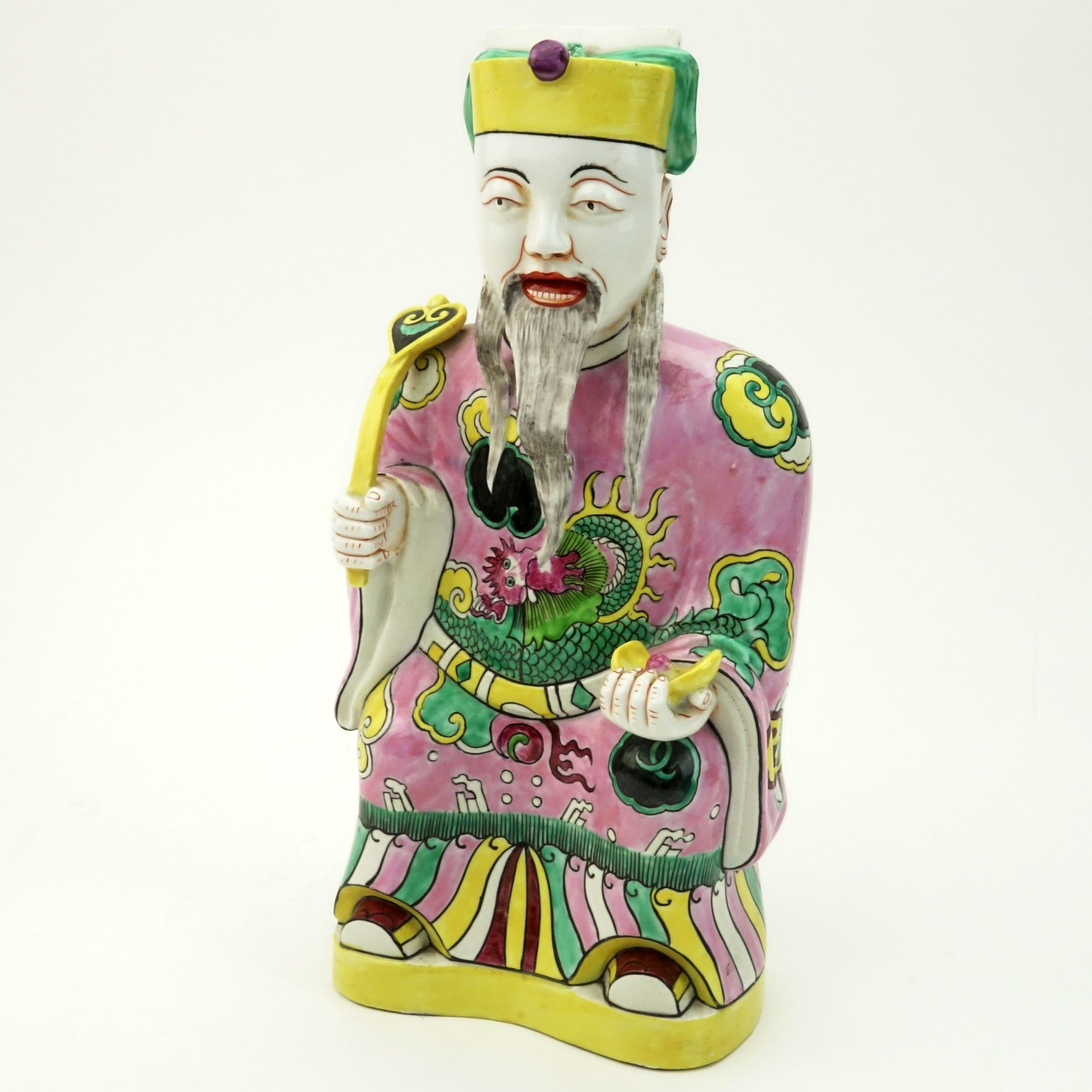 20th C Chinese Hand Painted Porcelain "Emperor With Ruyi" 