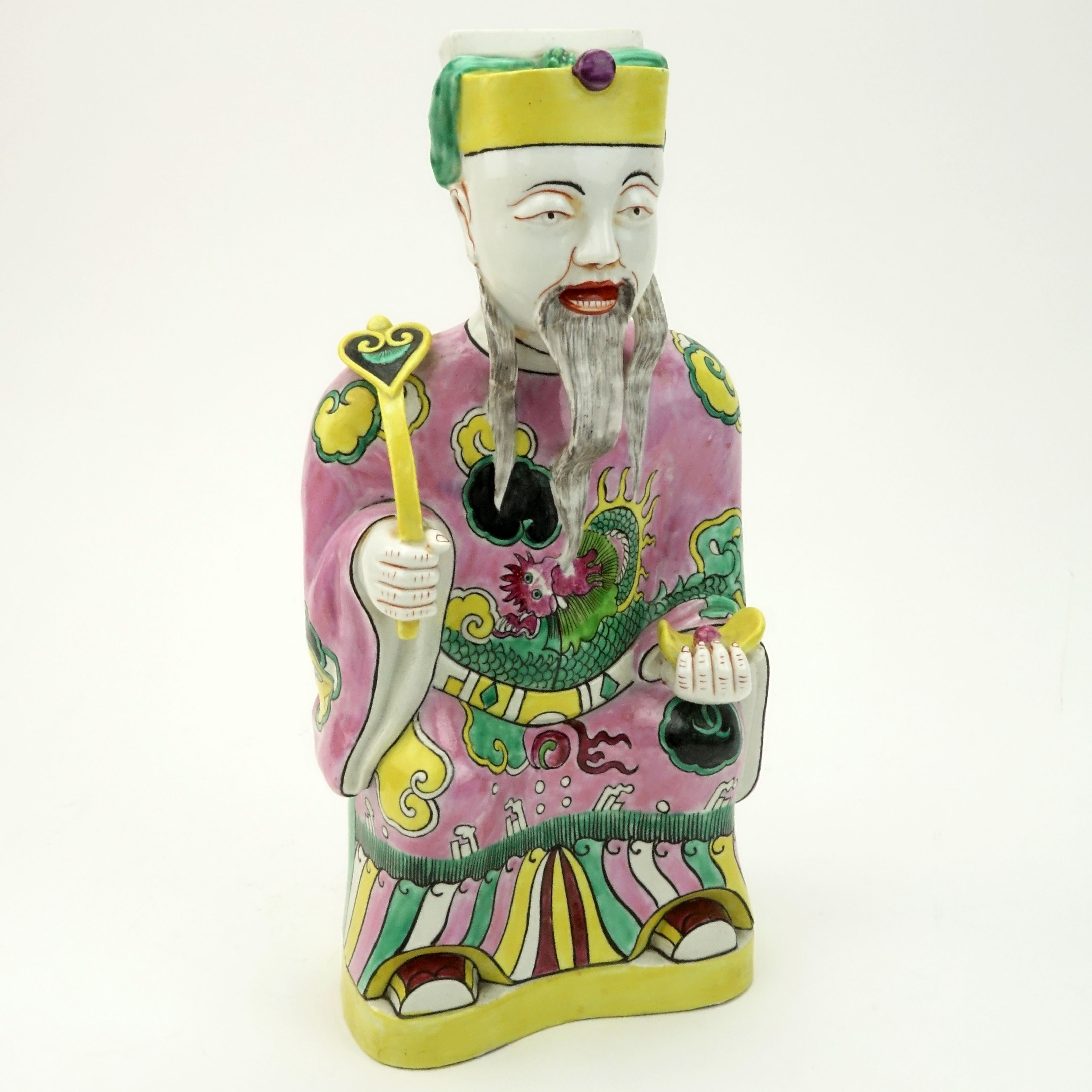 20th C Chinese Hand Painted Porcelain "Emperor With Ruyi" 