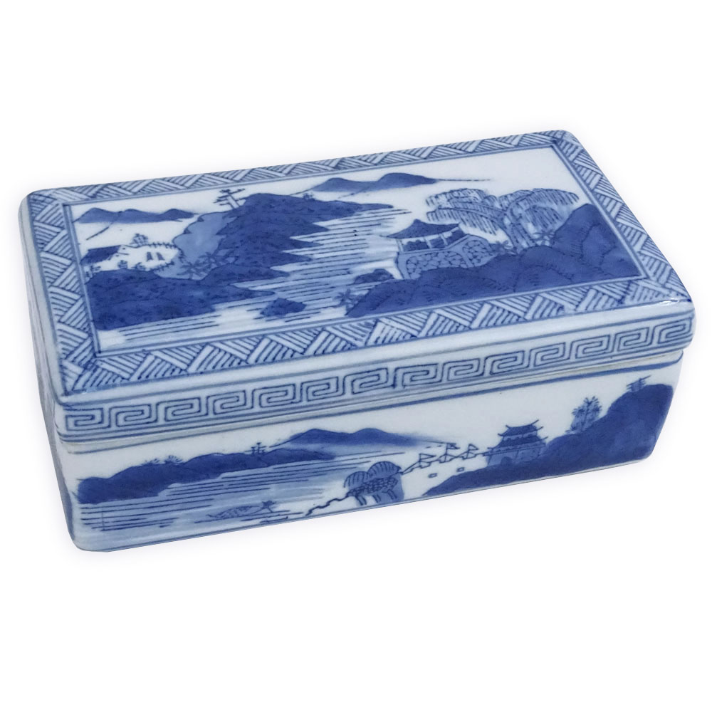 Vintage Chinese Blue and White Porcelain Box