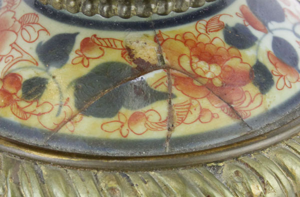 Antique Bronze Mounted Chinese Imari Porcelain Covered Jar As Lamp.