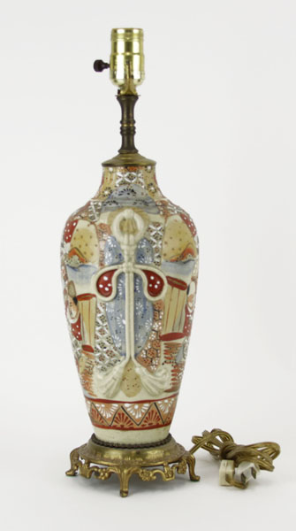 Vintage Japanese Satsuma Pottery Vase As Lamp.