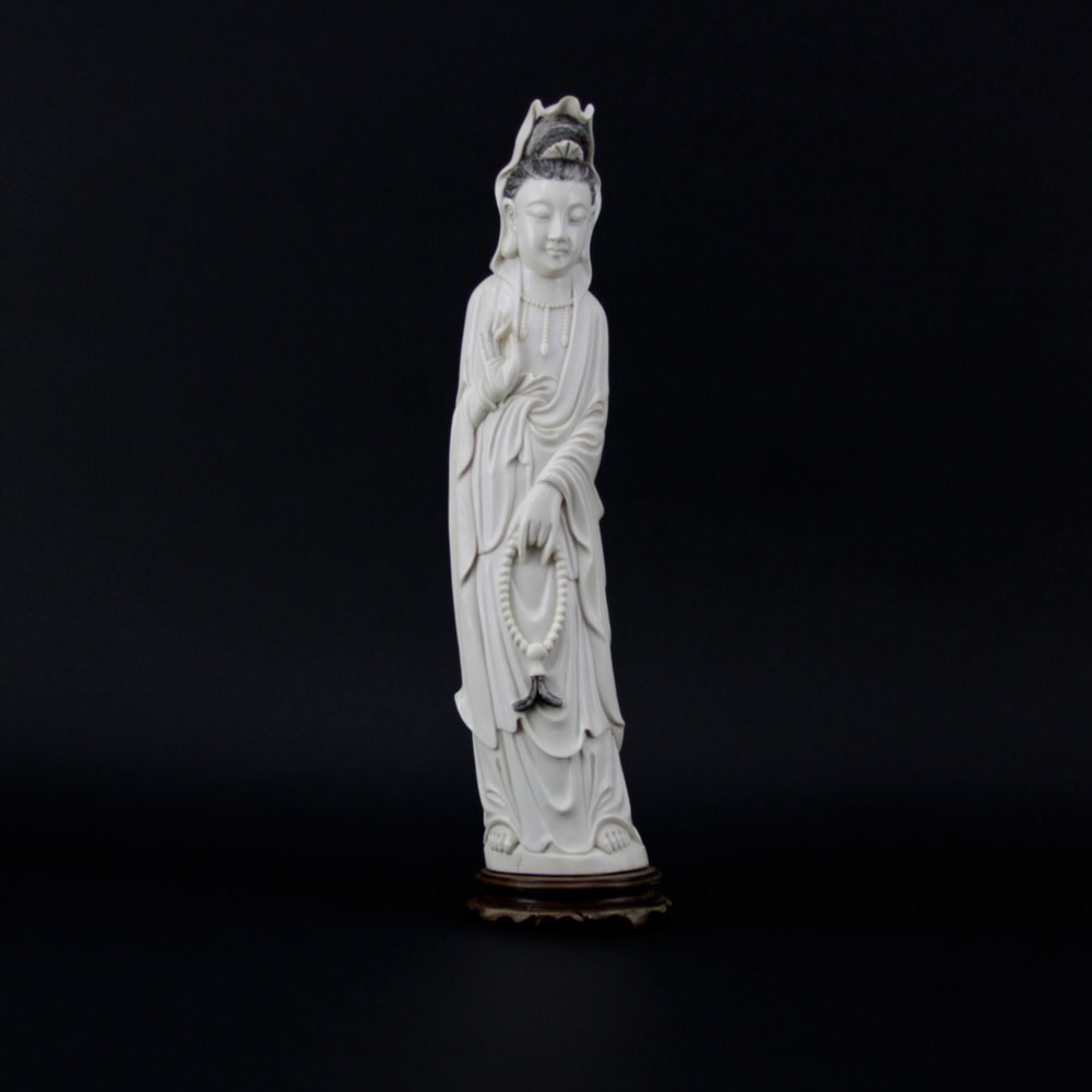 Antique Chinese Carved Ivory Guanyin Figurine
