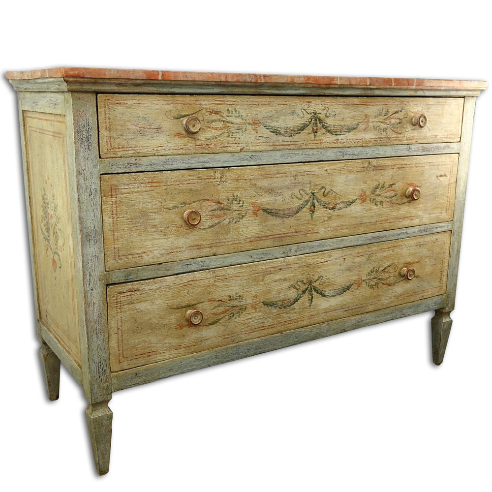 19/20th Century Probably Italian Large Painted Chest Of Drawers