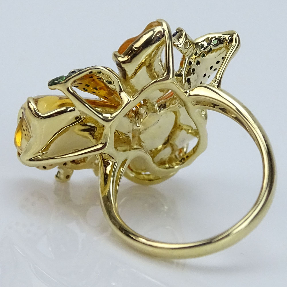 6.53 Carat Fire Opal and 18 Karat Rose Gold Ring