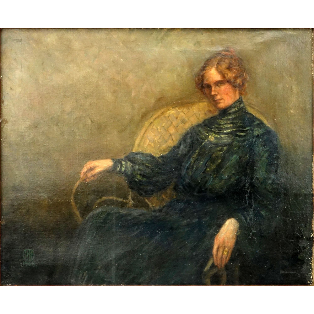 Early 20th Century Oil on Canvas "Portrait Of a Woman" 