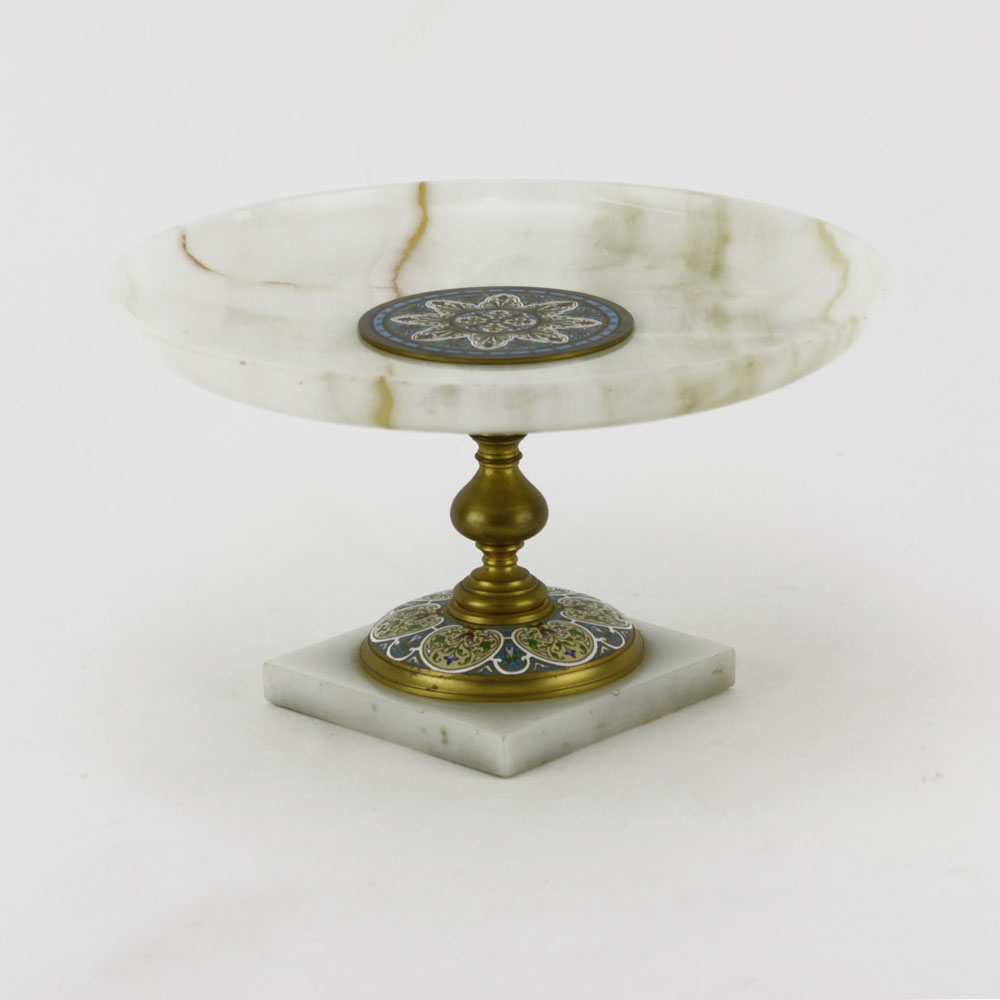 Antique French Onyx and Champleve Enamel Tazza.