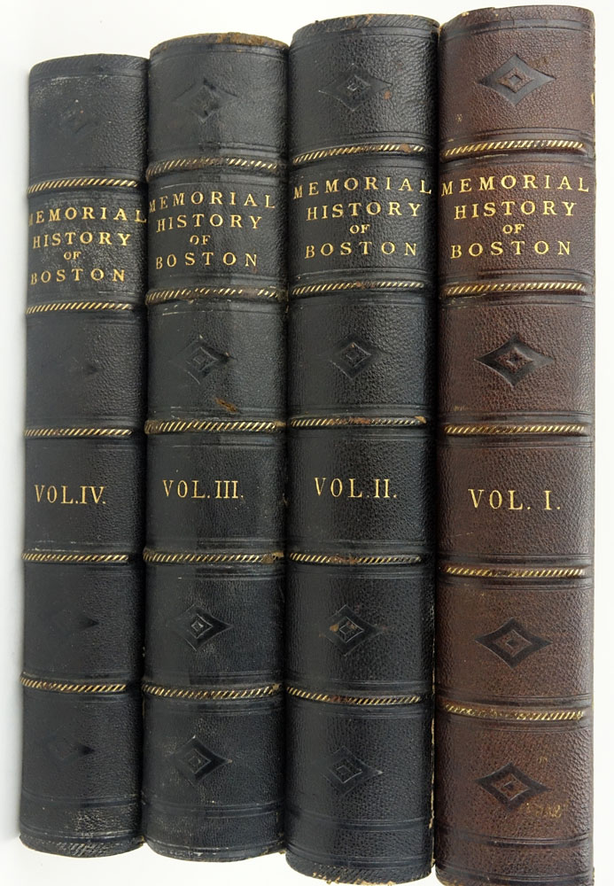 Four (4) Volume Set Hardcover Books "The Memorial History of Boston" 1881