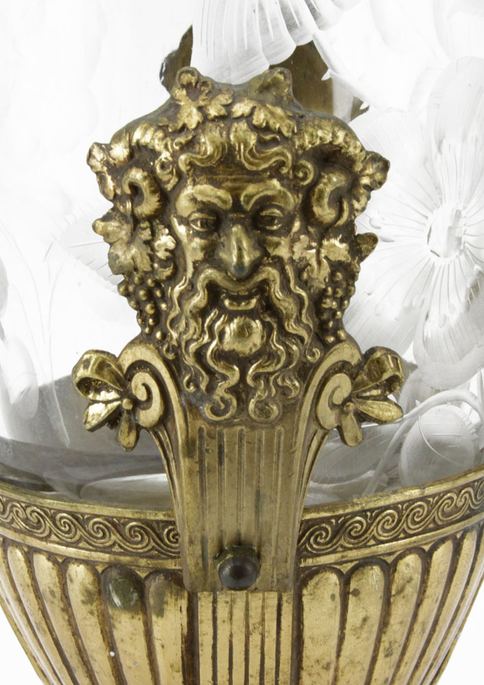 Vintage Crystal and Gilt Metal Ovoid Centerpiece Vase