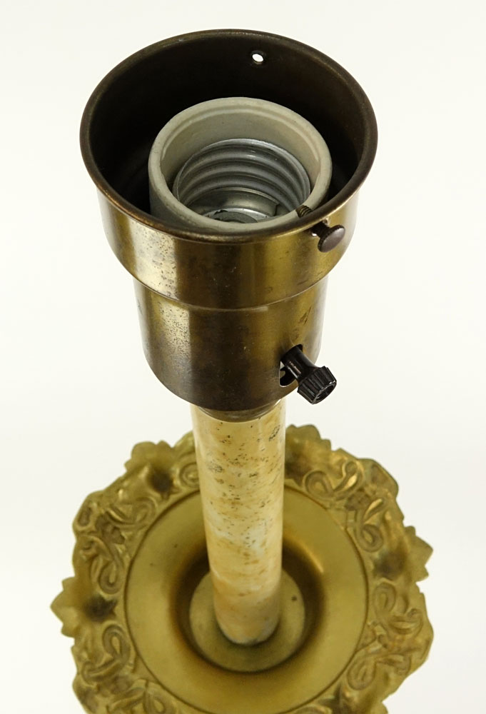 Antique Gilt Bronze Figural Candleholder, now as Lamp.