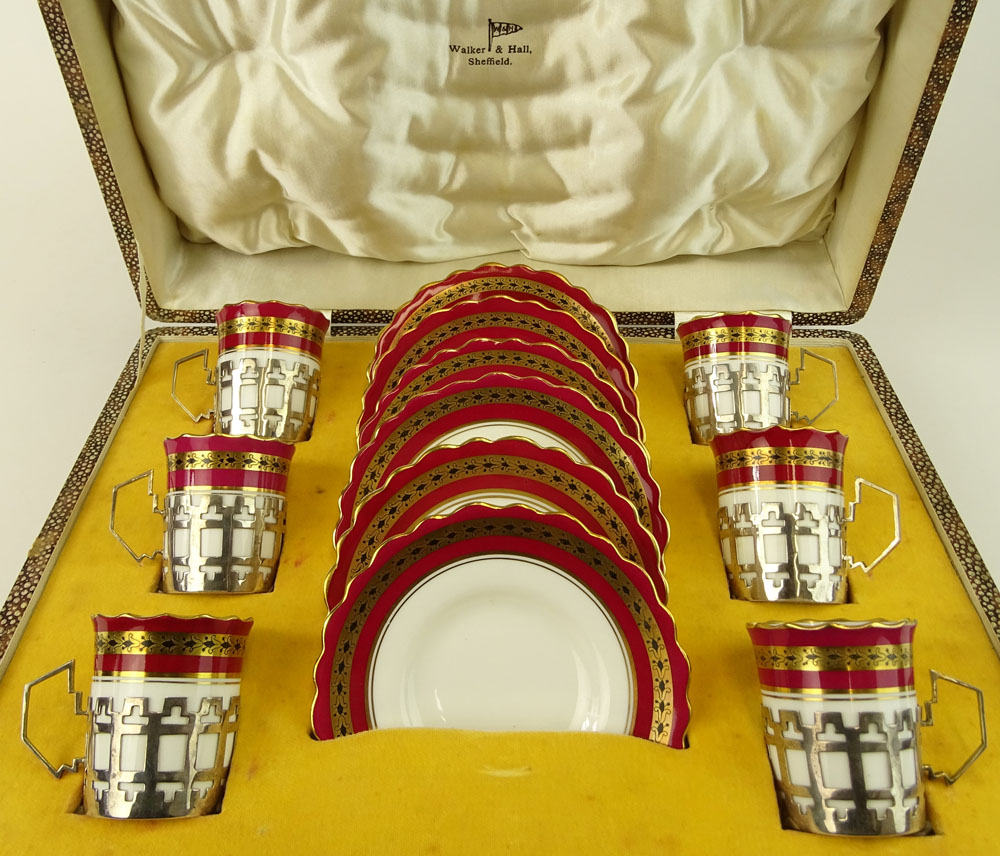 Set of 6 Mid 20th Century Aynsley Porcelain Demitasse Cups